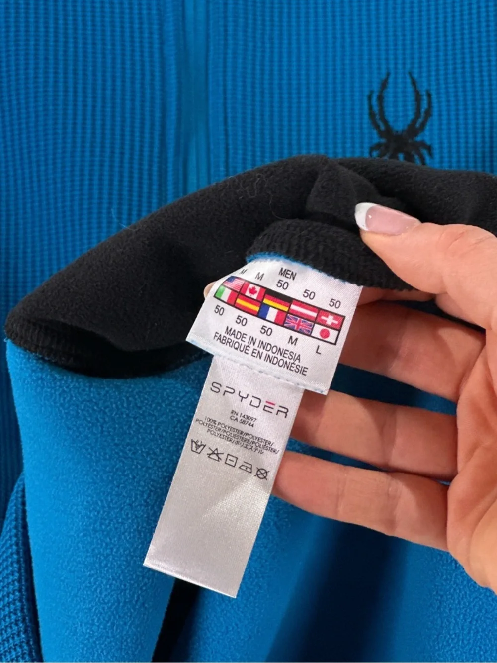 Spyder Outbound Half Zip Core Sweater Mock Neck Knit Fleece Blue Black Mens M